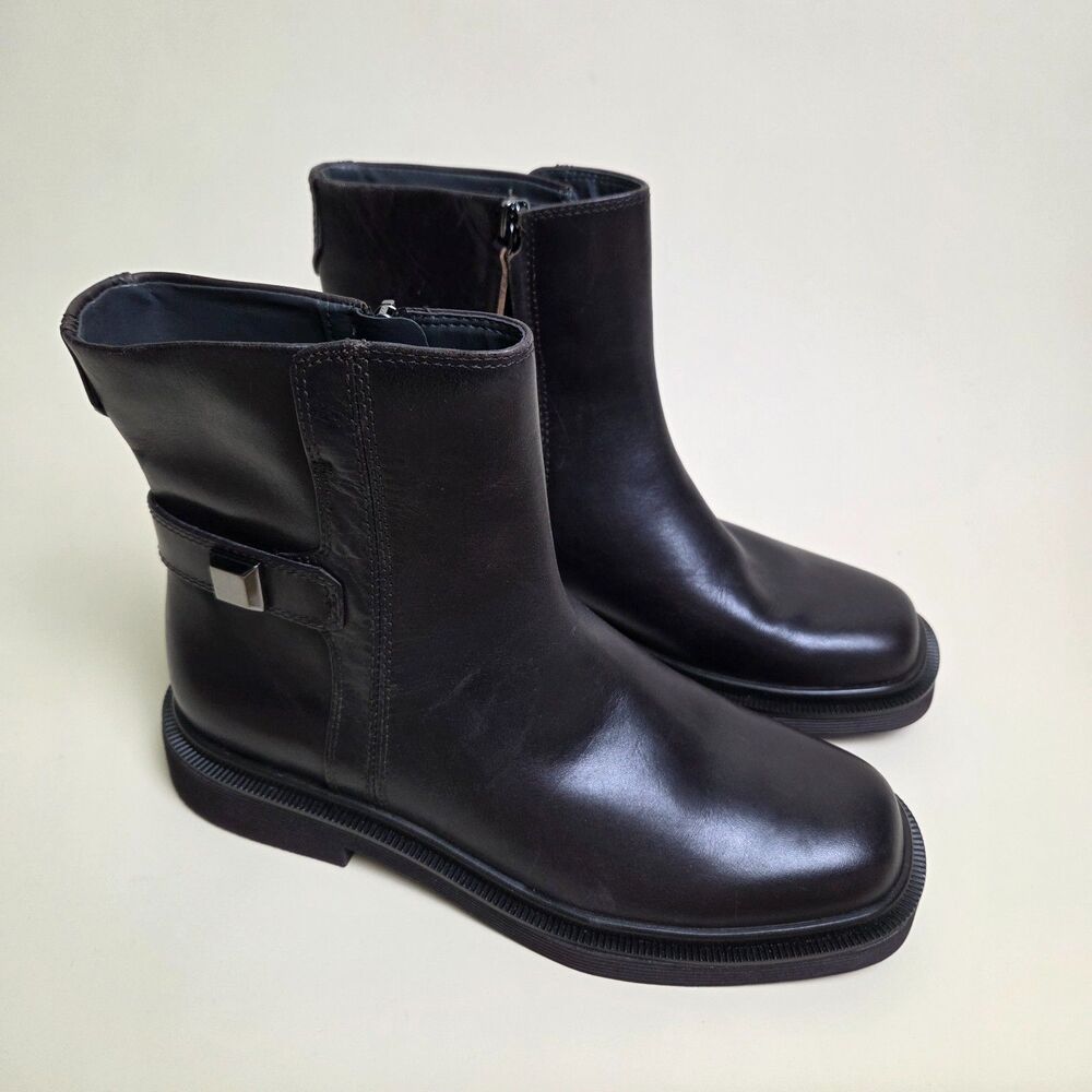 Franco Sarto L-Axel Leather Ankle Boots Moto Zip Size 7M